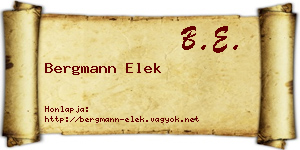 Bergmann Elek névjegykártya